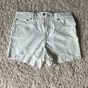 Levi’s high rise white jean shorts